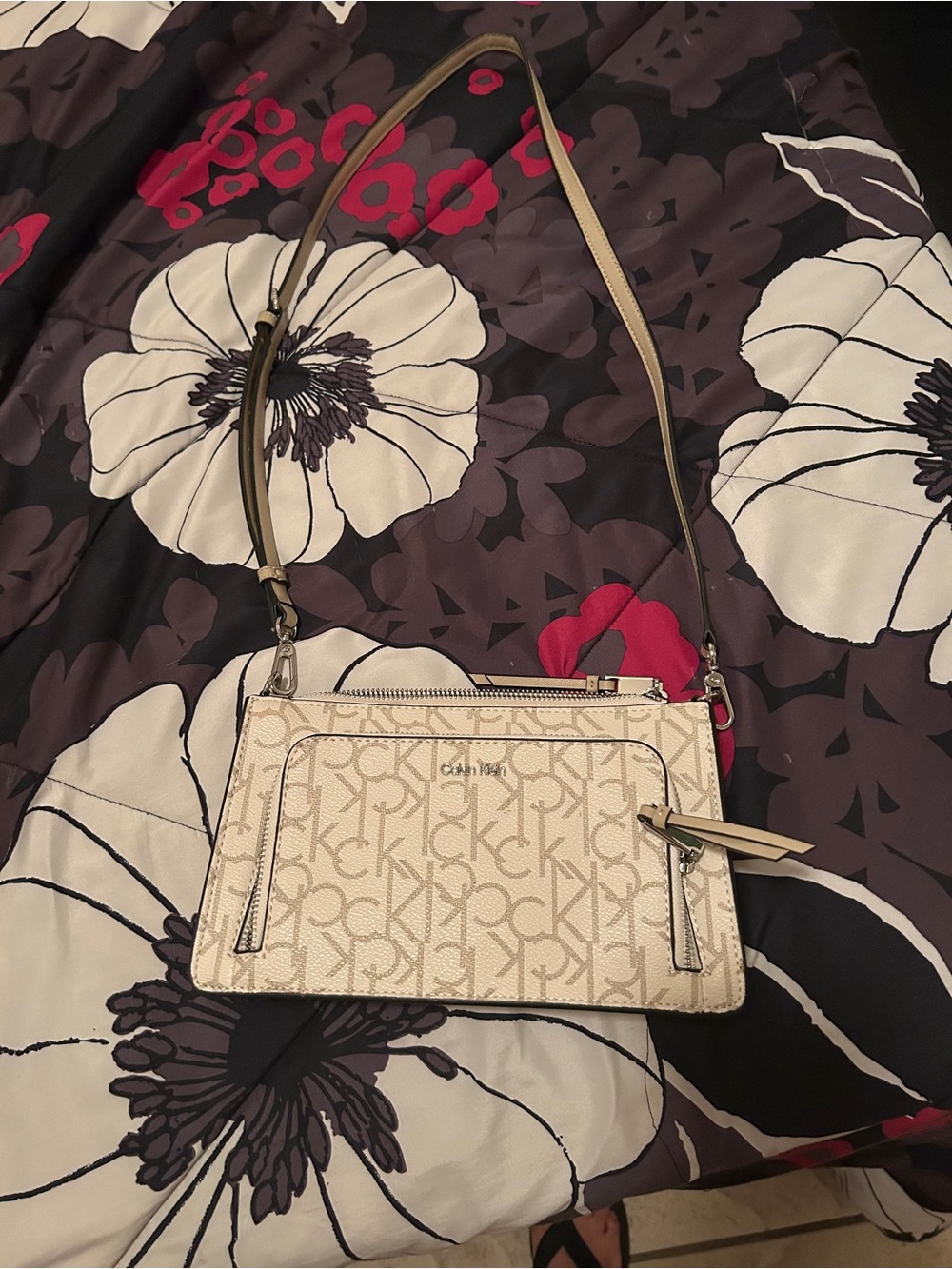 Calvin Klein Cream CK Monogram Crossbody Bag